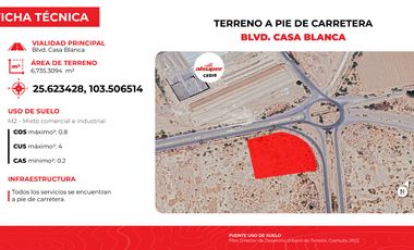 TERRENO USOS MIXTOS EN GOMEZ PALACIO EN VENTA