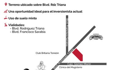 TERRENO EN VENTA EN BLVD. RODRIGUEZ TRIANA EN TORREON