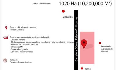 RANCHO EN VENTA EN  CARRETERA GOMEZ PALACIO-CHIHUAHUA