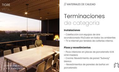Venta Departamento a estrenar 3 ambientes - Tigre rp - con amenities cod 1l
