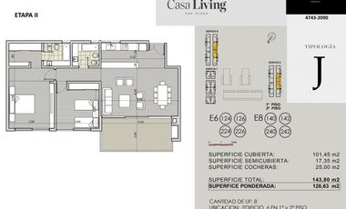 Departamento 3 ambientes en venta en San Isidro
