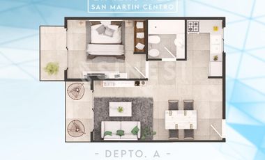 Departamento 2 Ambientes - A - Liniers 1920 - San Martin Centro