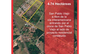 VENDO CUATRO HECTAREAS +7400MTS SAN PABLO