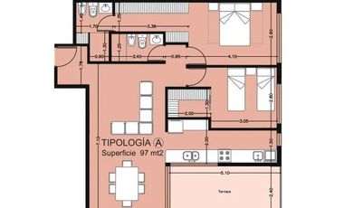 Departamento dos dormitorios en venta en housing zona norte