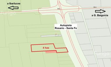 Terreno en  Ibarlucea sobre autopista Rosario - Santa Fe