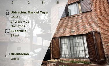 Challet tres ambientes a 100 metros del mar en Mar del Tuyu