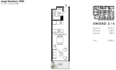 Alquiler - Monoambiente - Black Newbery  -  Full Amenitties - Palermo, Las Cañitas