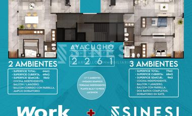 SEMIPISO 3 ambientes - Dos baños - San Martin Centro - Work Ayacucho 2261