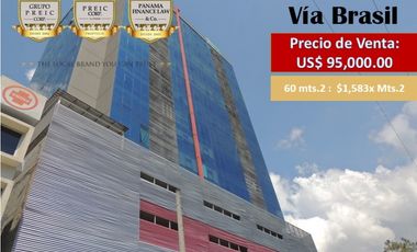 Venta o Alquiler de Oficina de 60 mts2 PH Brazil 405 Vía Brasil Panamá