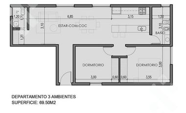 En venta, Departamento de 2 Dormitorios en Pozo, Canales de Plottier.