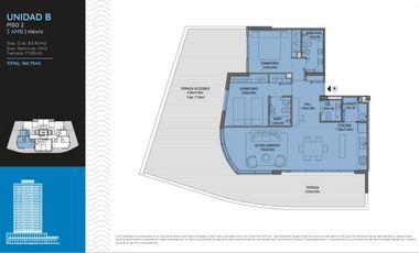 Venta Departamento 3 ambientes  2 baños , Balcones - Tigre