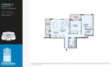Venta Departamento 3 ambientes  2 baños , Balcones - Tigre