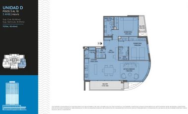 Venta Departamento 3 ambientes  2 baños , Balcones - Tigre
