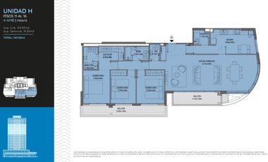 Venta Departamento 3 ambientes  2 baños , Balcones - Tigre