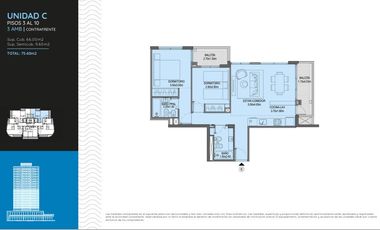 Venta Departamento 3 ambientes  2 baños , Balcones - Tigre