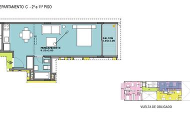 Departamento en Lomas De Nuñez / Monoambiente con balcón terraza