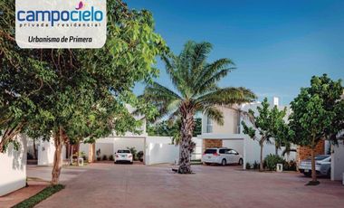 CASA EN VENTA MERIDA 1 PISO 1 RECAMARAS EN PRIVADA CAMPOCIELO YUCATAN