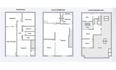Edificio de tres plantas  para reciclar en vivienda.