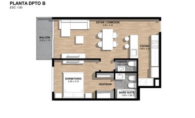 Venta departamento 2 ambientes en Vicente López