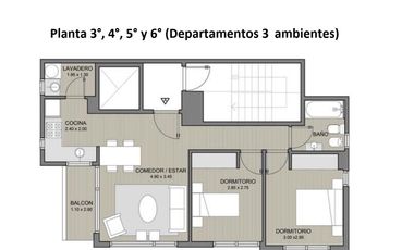 Venta departamento 3 ambientes Ciudadela balcon