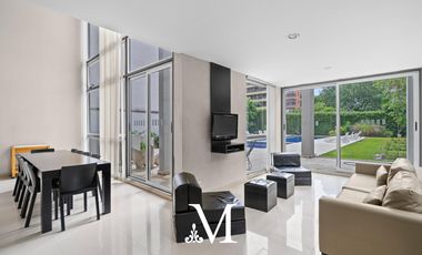 Piso en torre Bajo Belgrano, balcón, terraza, parrilla, amenities, seguridad 24hs, 2 cocheras