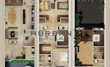 HURBAN vende EN PREVENTA (Roof Garden) casa al norte en coto Modelo FORTALEZA