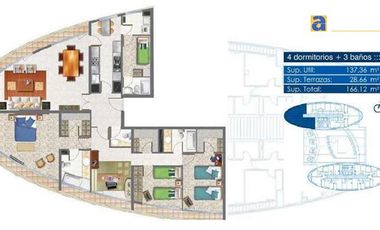 Departamento en Venta en Edificio Punta Cavancha piso 21 TN (2 estacionamientos)