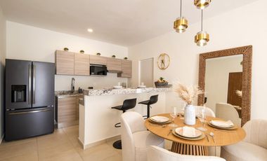 Departamento en venta en Puerto Morelos de 2 habitaciones a 10 minutos de la playa