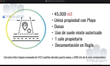 VENTA DE GRAN TERRENO Carretera libre Tijuana (Rosarito) - Ensenada km 43.5 cantiles dorados Puerto Nuevo, Baja California