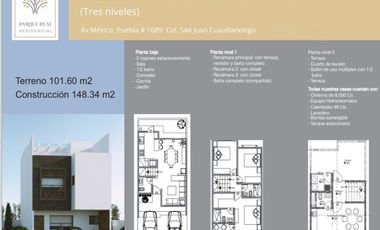 Casa Nueva en Venta  fraccionamiento parque Real Cuautlancingo Puebla