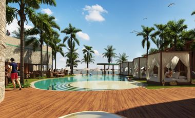 Departamento de 2 recámaras en venta frente al mar en Chicxulub