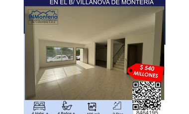 VENTA DE CASA PARA ESTRENAR EN EL B/ VILLANOVA DE MONTERIA