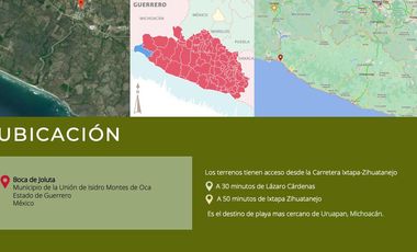 Gran terreno de 31.4 Ha con frente de playa a la venta en Joluta Guerrero.