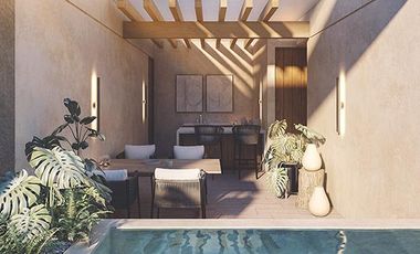 DEPARTAMENTO EN VENTA EN TULUM  1 HABITACION/ LOBBY/ RESTAURANTE/ BAR/ PISCINA