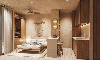 DEPARTAMENTO EN VENTA EN TULUM  1 HABITACION/ LOBBY/ RESTAURANTE/ BAR/ PISCINA