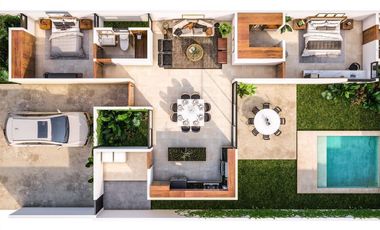 CASA 1 PISO  DE DOS RECAMARAS MODELO AUREA VENTA MERIDA CONKAL