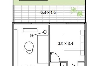 2 ambientes Planta Baja jardin propio