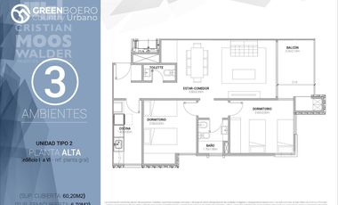 Departamento 3 ambientes en venta Escobar