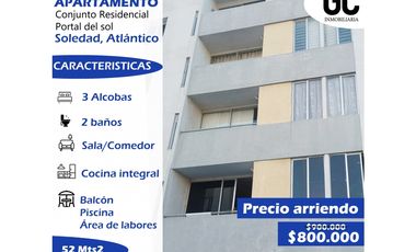se arrienda apartamento- Conjunto residencial portal del sol - Soledad