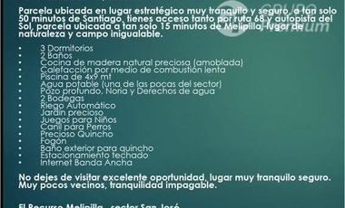 Parcela en Venta en Melipilla San José