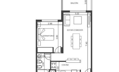 Departamento 2 AMBIENTES FRENTE PISO 3 H - General San Martin