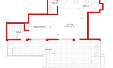 Dpto 2 amb a estrenar, 8° A, 70 m2 total, c/balcón al fte, Liniers.