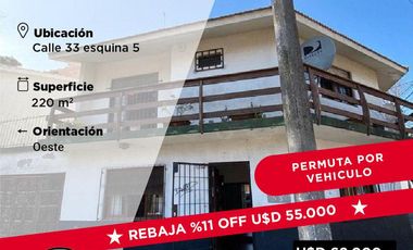 Casa con dos dormitorios a la venta en Santa Teresita - Calle 33 esquina 5