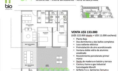 VENTA de Departamento 3 AMBIENTES con jardin y  parrilla. Bio Condominio.
