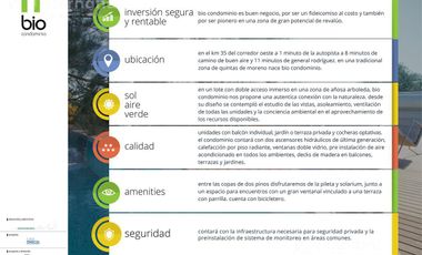 VENTA de Departamento 3 AMBIENTES con jardin y  parrilla. Bio Condominio.