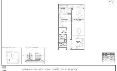Departamento 2 Ambientes en Vicente López Río Amplia Vista