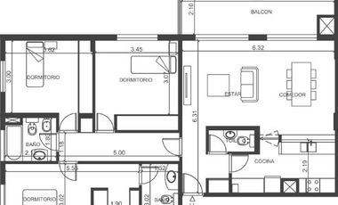 Departamento   4 AMBIENTES FRENTE PISO  11 H - General San Martin