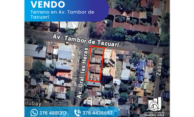 VENTA TERRENO sobre avenida y en esquina