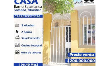 se vende casa Barrio salamanca-Soledad