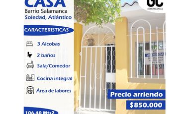 se arrienda casa Barrio salamanca-Soledad